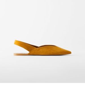 Zara camel suede sling back flats